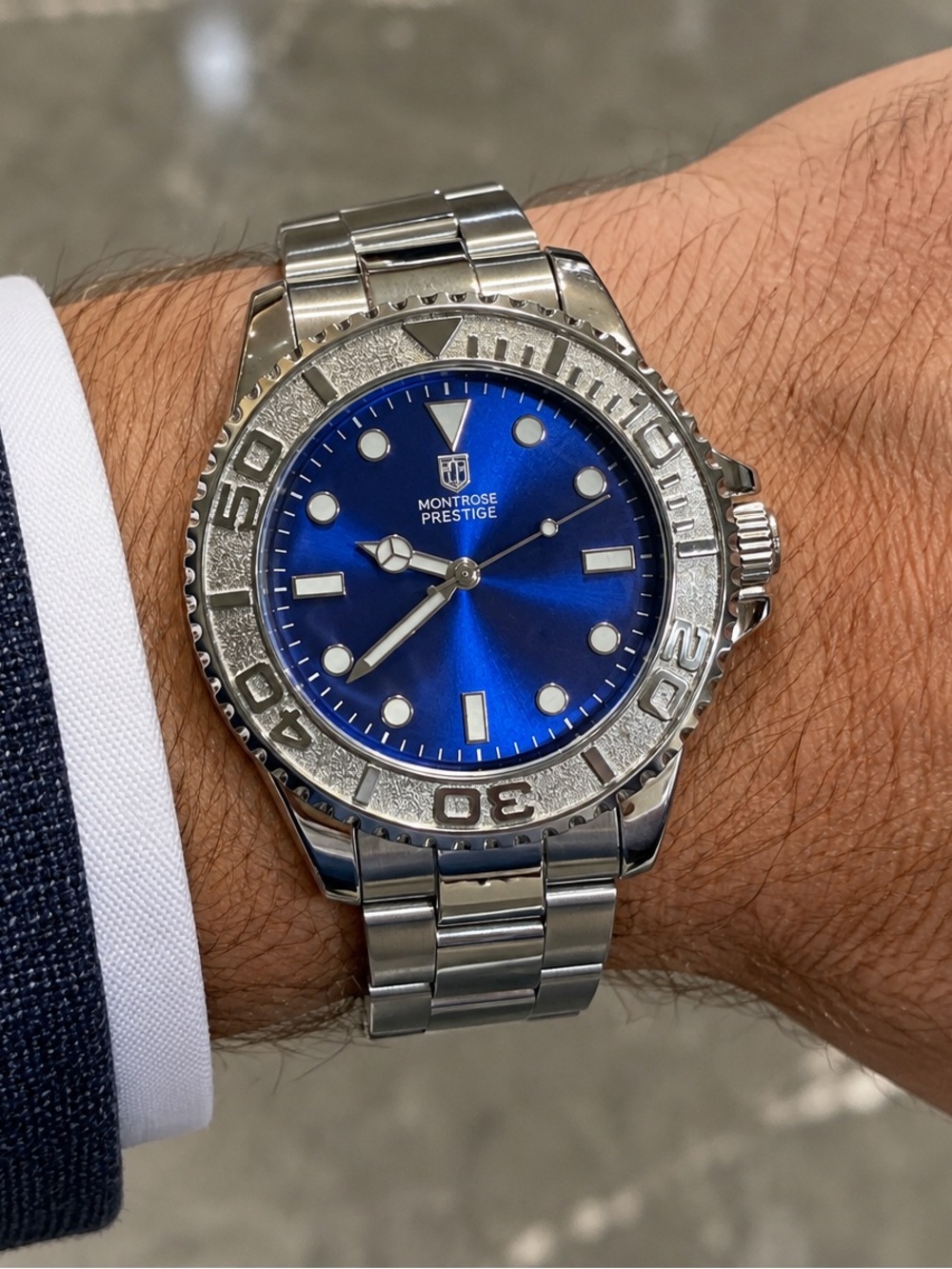 Invicta Blue Dial Silver-Tone Stainless Steel Watch